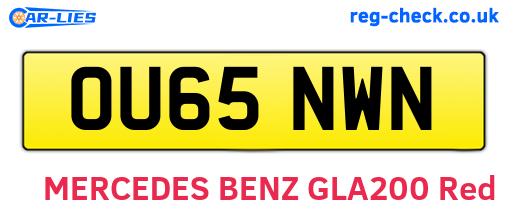 OU65NWN are the vehicle registration plates.