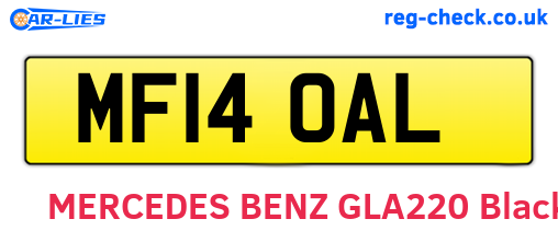 MF14OAL are the vehicle registration plates.