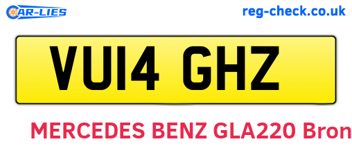 VU14GHZ are the vehicle registration plates.