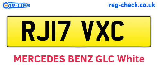 RJ17VXC are the vehicle registration plates.