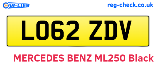 LO62ZDV are the vehicle registration plates.