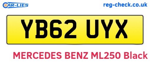 YB62UYX are the vehicle registration plates.