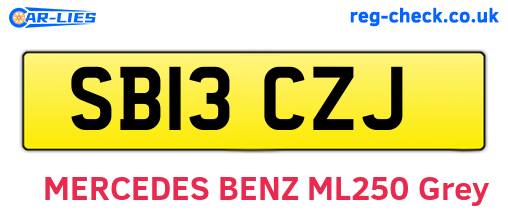 SB13CZJ are the vehicle registration plates.