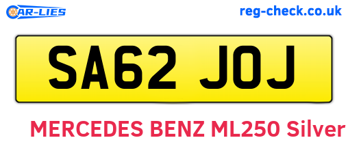 SA62JOJ are the vehicle registration plates.