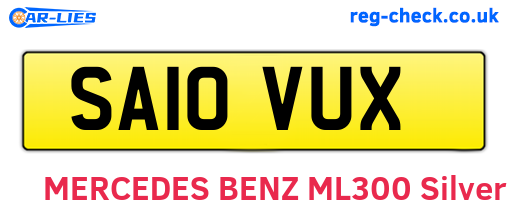 SA10VUX are the vehicle registration plates.