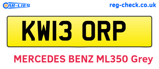 KW13ORP are the vehicle registration plates.