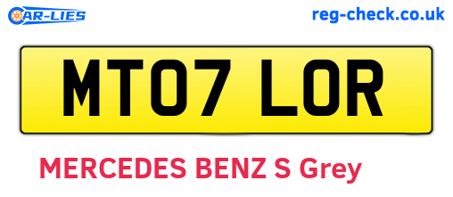 MT07LOR are the vehicle registration plates.