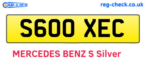 S600XEC are the vehicle registration plates.