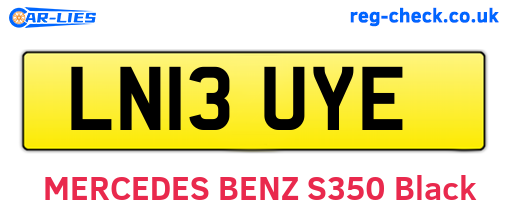 LN13UYE are the vehicle registration plates.
