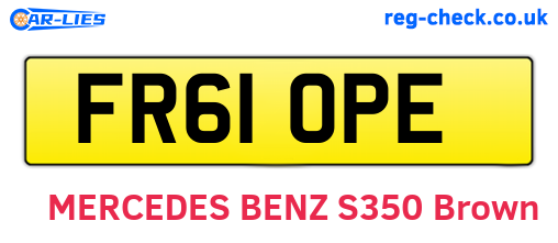FR61OPE are the vehicle registration plates.