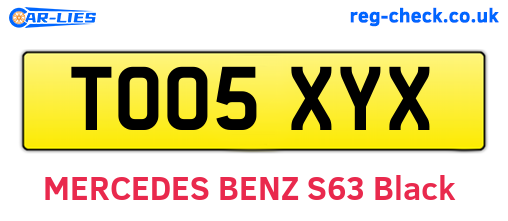 TO05XYX are the vehicle registration plates.