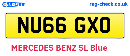 NU66GXO are the vehicle registration plates.