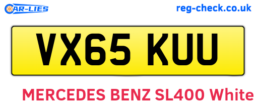 VX65KUU are the vehicle registration plates.