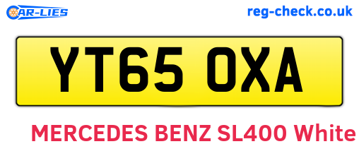 YT65OXA are the vehicle registration plates.