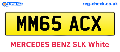 MM65ACX are the vehicle registration plates.