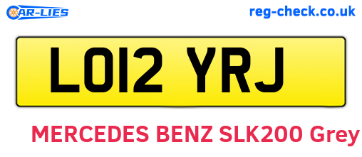 LO12YRJ are the vehicle registration plates.