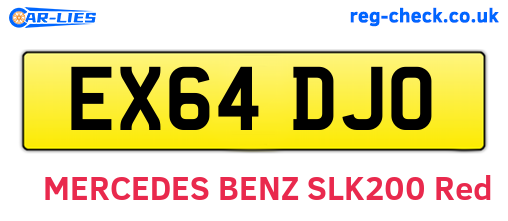 EX64DJO are the vehicle registration plates.