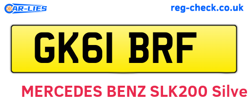 GK61BRF are the vehicle registration plates.