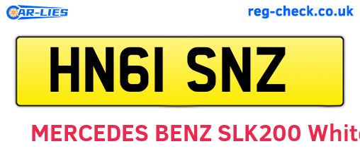HN61SNZ are the vehicle registration plates.