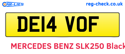 DE14VOF are the vehicle registration plates.