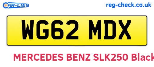 WG62MDX are the vehicle registration plates.