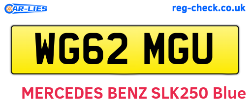 WG62MGU are the vehicle registration plates.
