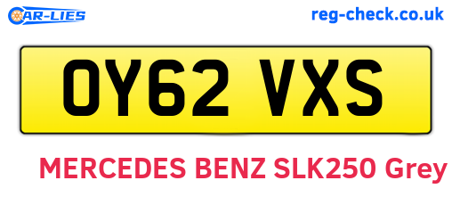 OY62VXS are the vehicle registration plates.