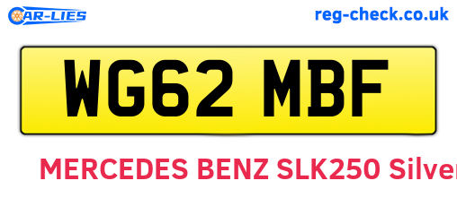 WG62MBF are the vehicle registration plates.