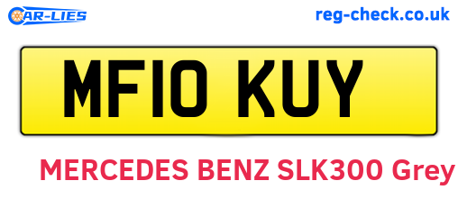 MF10KUY are the vehicle registration plates.