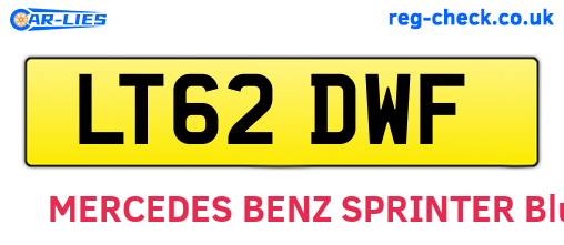 LT62DWF are the vehicle registration plates.