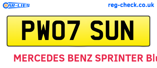 PW07SUN are the vehicle registration plates.