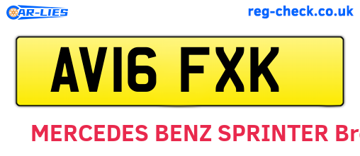 AV16FXK are the vehicle registration plates.