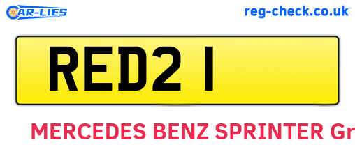 RED21 are the vehicle registration plates.