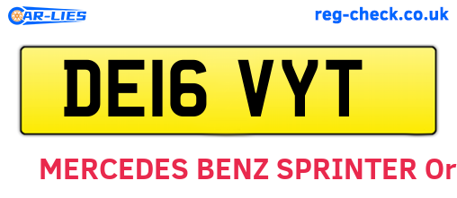 DE16VYT are the vehicle registration plates.