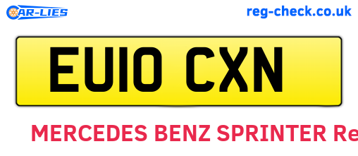 EU10CXN are the vehicle registration plates.
