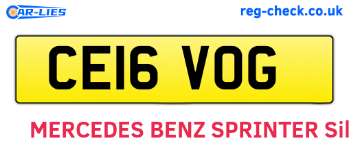 CE16VOG are the vehicle registration plates.