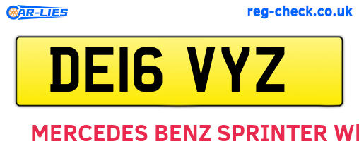 DE16VYZ are the vehicle registration plates.