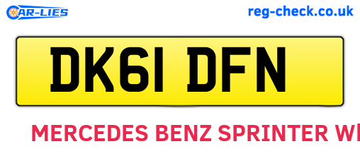 DK61DFN are the vehicle registration plates.