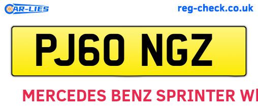 PJ60NGZ are the vehicle registration plates.
