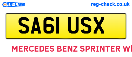 SA61USX are the vehicle registration plates.