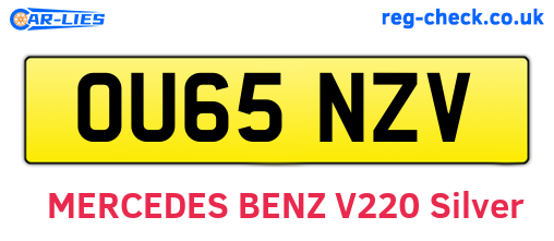 OU65NZV are the vehicle registration plates.
