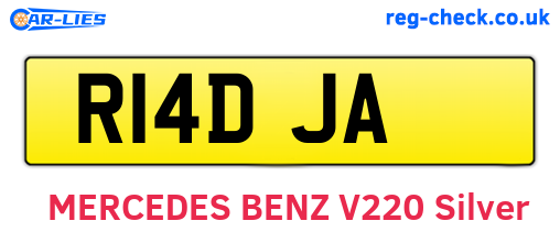 R14DJA are the vehicle registration plates.