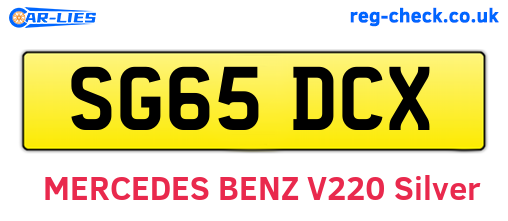 SG65DCX are the vehicle registration plates.
