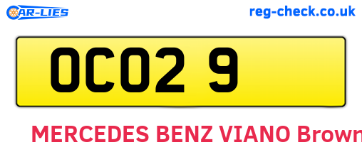 OCO29 are the vehicle registration plates.
