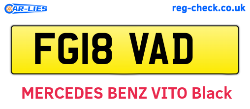 FG18VAD are the vehicle registration plates.
