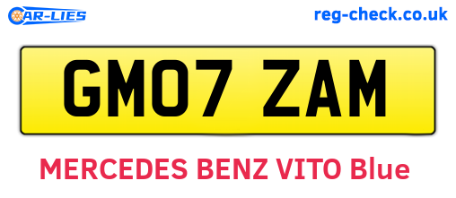 GM07ZAM are the vehicle registration plates.