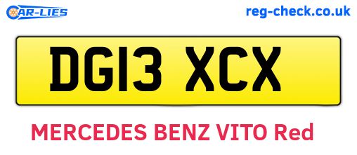 DG13XCX are the vehicle registration plates.