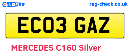 EC03GAZ are the vehicle registration plates.