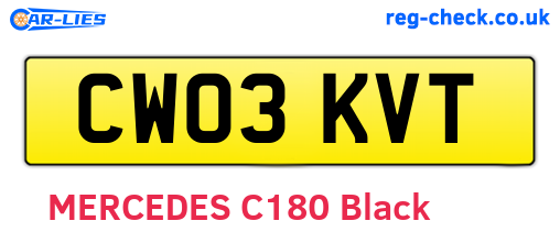 CW03KVT are the vehicle registration plates.