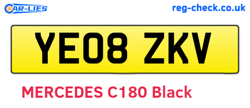 YE08ZKV are the vehicle registration plates.